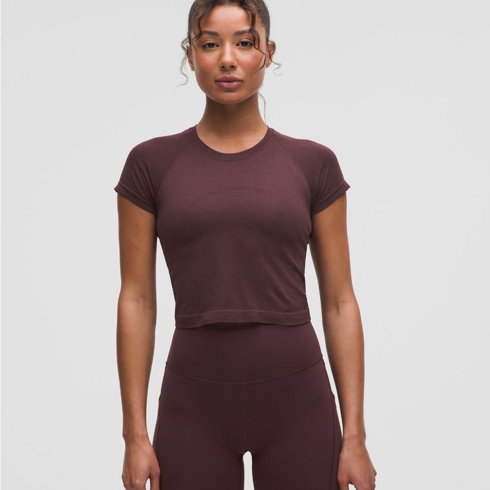Lululemon Swiftly Tech Cropped Short Sleeve 2.0 - Goodnight Plum - NEW
